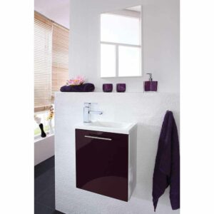 Möbel4Life Badmöbel Set in Violett Hochglanz Weiß modern (zweiteilig)
