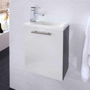 Möbel4Life Waschtischunterschrank in Weiß Hochglanz Anthrazit 40 cm breit