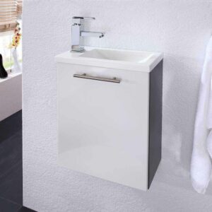 Möbel4Life Waschtischunterschrank in Weiß Hochglanz Anthrazit 40 cm breit