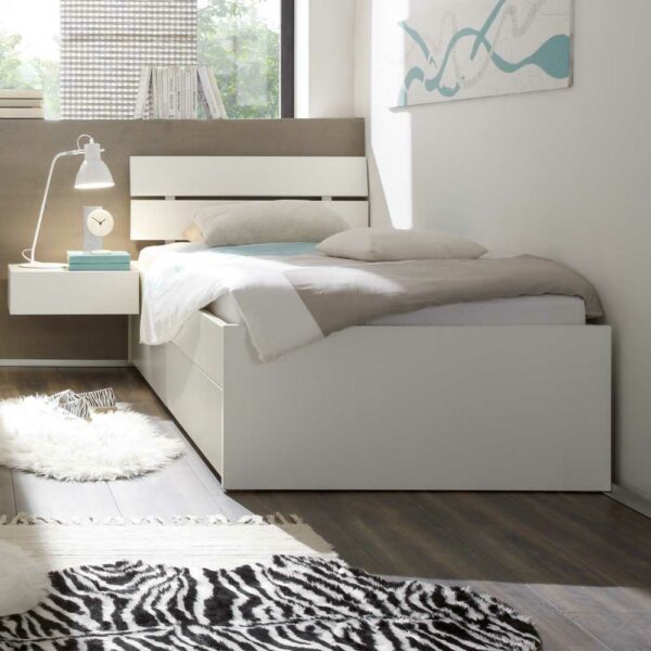 TopDesign Bett in Weiß Buche Massivholz