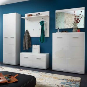 Möbel Exclusive Garderobenset in Weiß modern (fünfteilig)