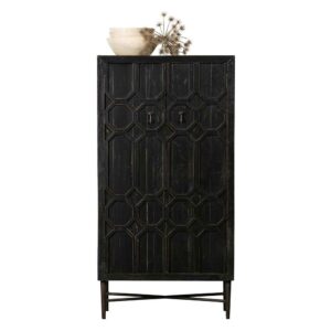 Basilicana Vintage Design Schrank in Dunkelbraun und Schwarz 75 cm breit