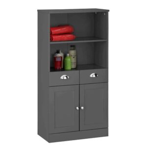 Möbel4Life Badezimmer Schrank in Grau mit Türen und Schubkästen