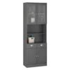 Möbel4Life Hochschrank Badezimmer in Grau Glastüren