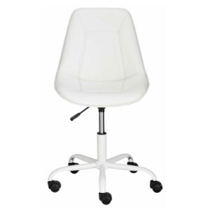 Möbel4Life Drehbarer Schreibtischstuhl in Weiß höhenverstellbarem Sitz