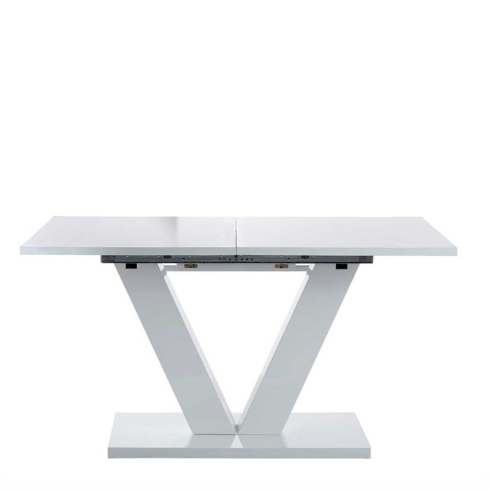 Möbel4Life Moderner Esszimmer Tisch in Weiß Hochglanz ausziehbar