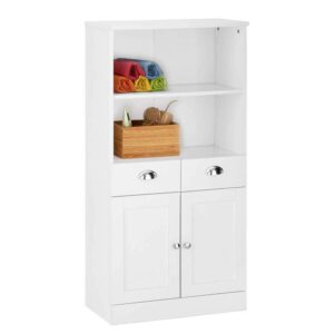 Möbel4Life Badezimmer Schrank in Weiß mit 2 Türen & Schubkästen