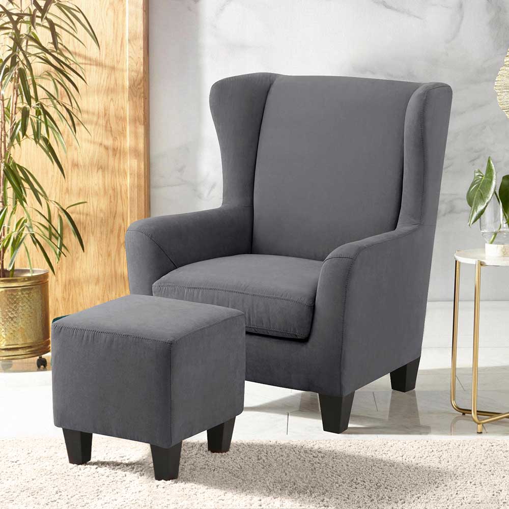 Möbel4Life Wohnzimmer Sessel mit Fußhocker Federkern Polsterung (zweiteilig)
