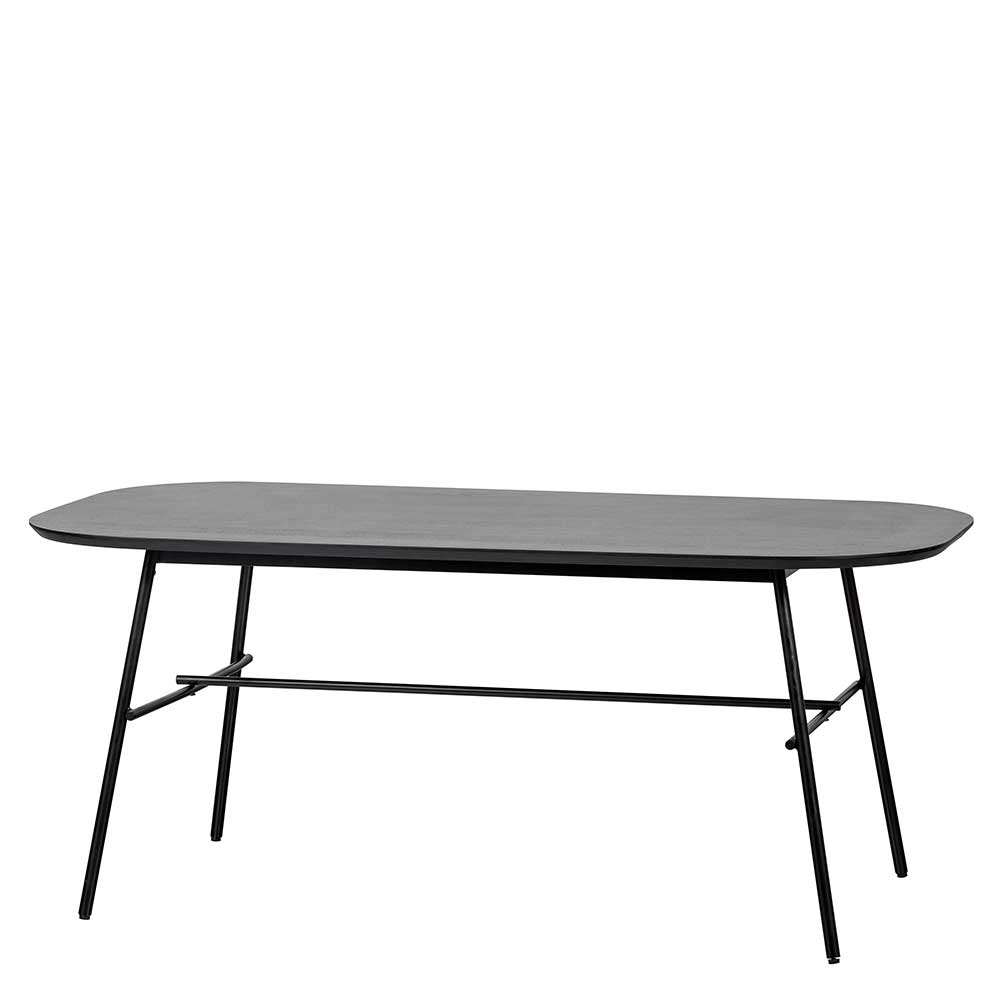 Basilicana Ovaler Esszimmer Tisch aus Mangobaum Massivholz und Metall 180 cm breit