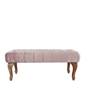 Doncosmo Vintage Schlafzimmerbank in Pink Vierfußgestell aus Holz