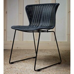 Basilicana Kunstrattan Stühle in Schwarz Bügelgestell aus Metall (2er Set)