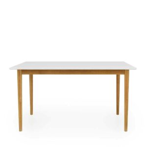 Doncosmo Küchen Tisch in Weiß und Eichefarben 140 cm breit