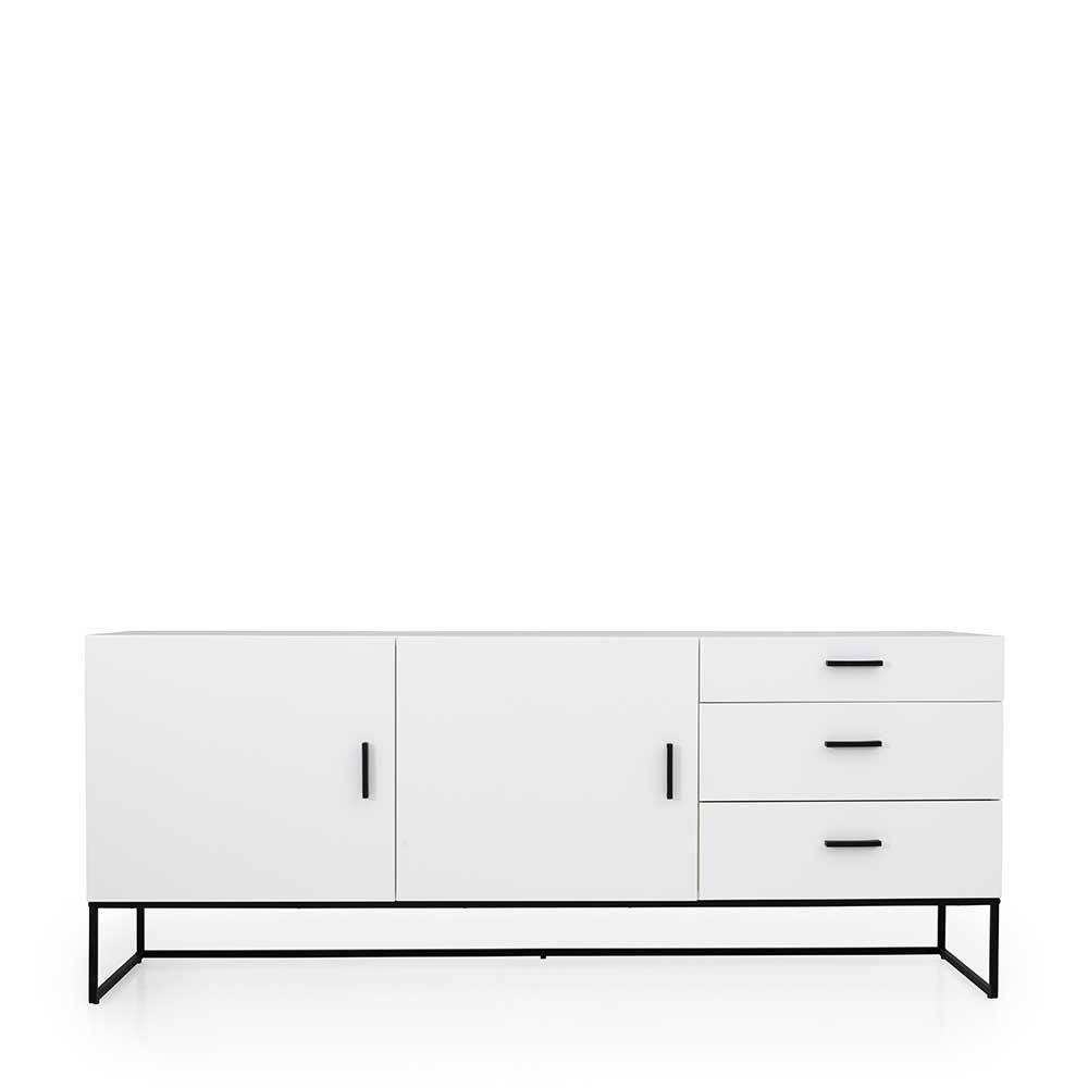 Doncosmo Weißes Sideboard mit Metall Bügelgestell Skandi Design