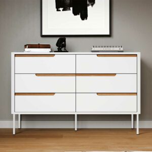 Doncosmo Sideboard in Weiß und Eichefarben Skandi Design