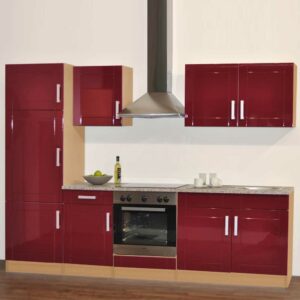 Star Möbel Küchenblock in Hochglanz Rot (sechsteilig)