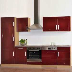 Star Möbel Kücheneinrichtung in Hochglanz Rot (siebenteilig)