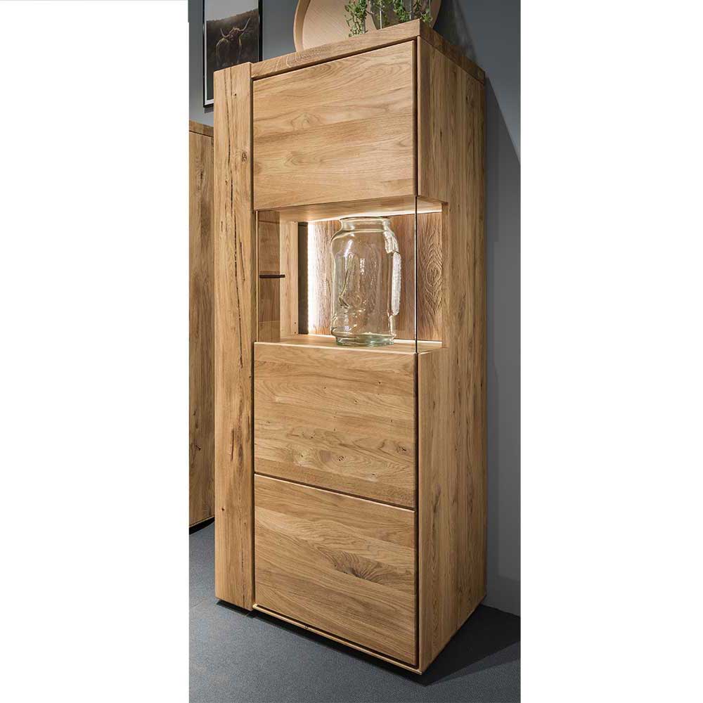 Natura Classico Vitrine in Wildeichefarben 150 cm hoch