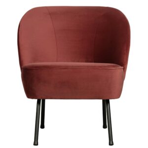 Basilicana Lounge Sessel in Rotbraun Samt Retro Design