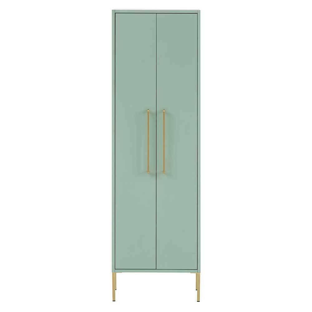 Basilicana Badezimmerschrank in Mintgrün und Goldfarben 155 cm hoch