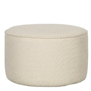 Basilicana Hocker Cremeweiss aus Boucle Stoff 60 cm Durchmesser