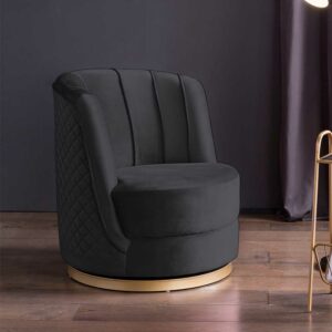 Rodario Lounge Sessel drehbar Samt in Schwarz und Goldfarben Retrostil