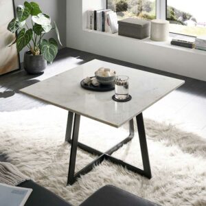TopDesign Salontisch mit quadratischer Tischplatte Marmor und Metall