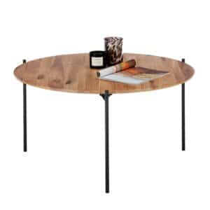 TopDesign Runder Wohnzimmer Tisch aus Asteiche Massivholz Metall