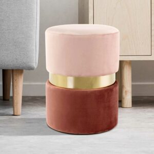 Doncosmo Samt Hocker in Altrosa und Goldfarben modern