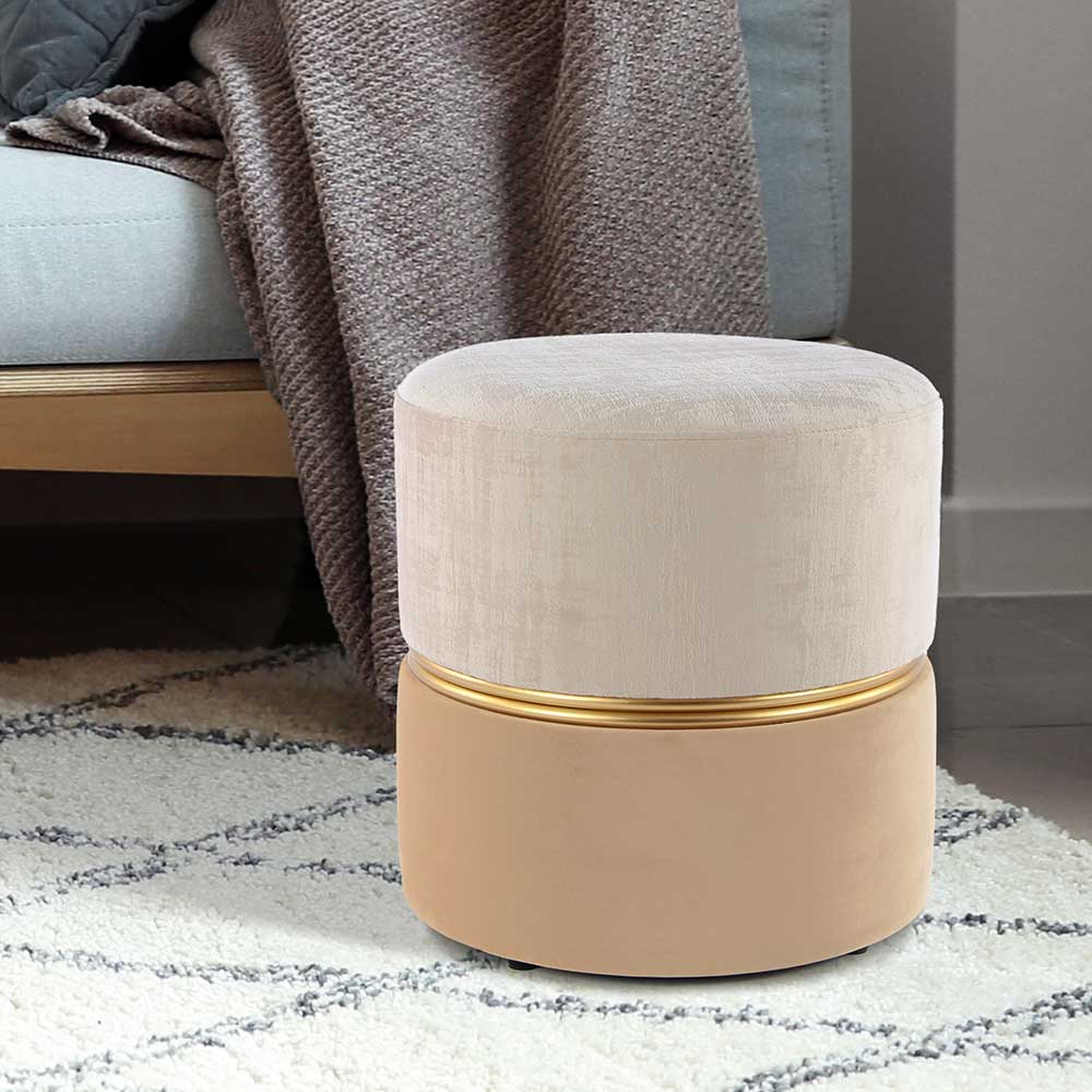 Doncosmo Hocker in Beige Samt Retrostil