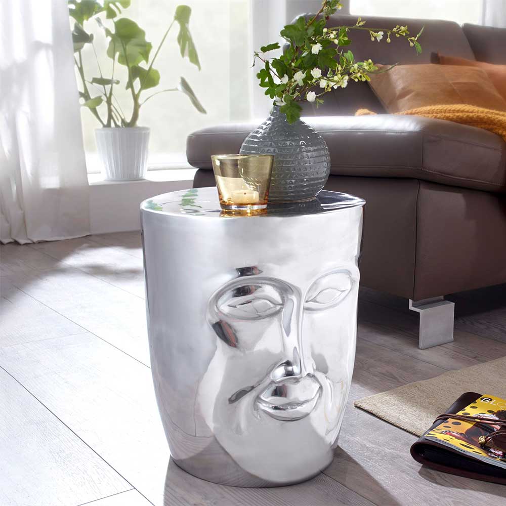 Möbel4Life Beistelltisch aus Aluminium Gesichtsform
