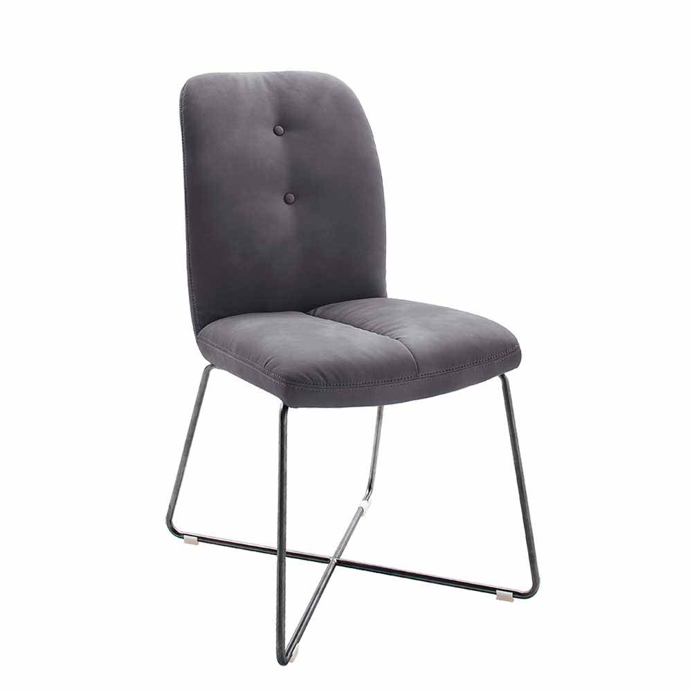 TopDesign Stuhl Set in Grau Kunstleder Anthrazit Edelstahl (2er Set)