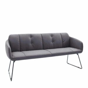 TopDesign Sofabank in Grau Kunstleder Edelstahl