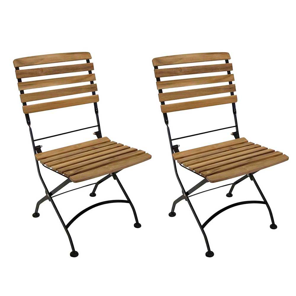 4Home Gartenklappstühle aus Teak Massivholz und Stahl (2er Set)