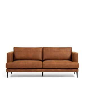 4Home Mikrofaser Couch in Cognac Braun Vierfußgestell aus Metall