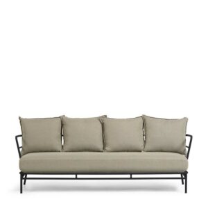 4Home Sofa mit Metallgestell für überdachte Terrasse Beige und Schwarz
