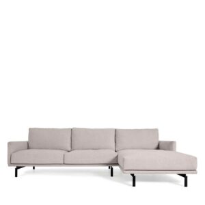 4Home L Sofa in Beige und Schwarz Metallgestell