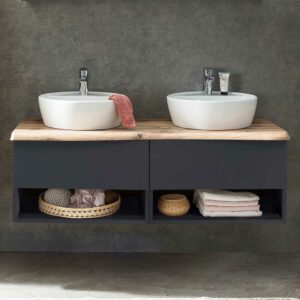 Star Möbel Doppel-Waschtisch mit Becken im Landhausstil die Wandmontage