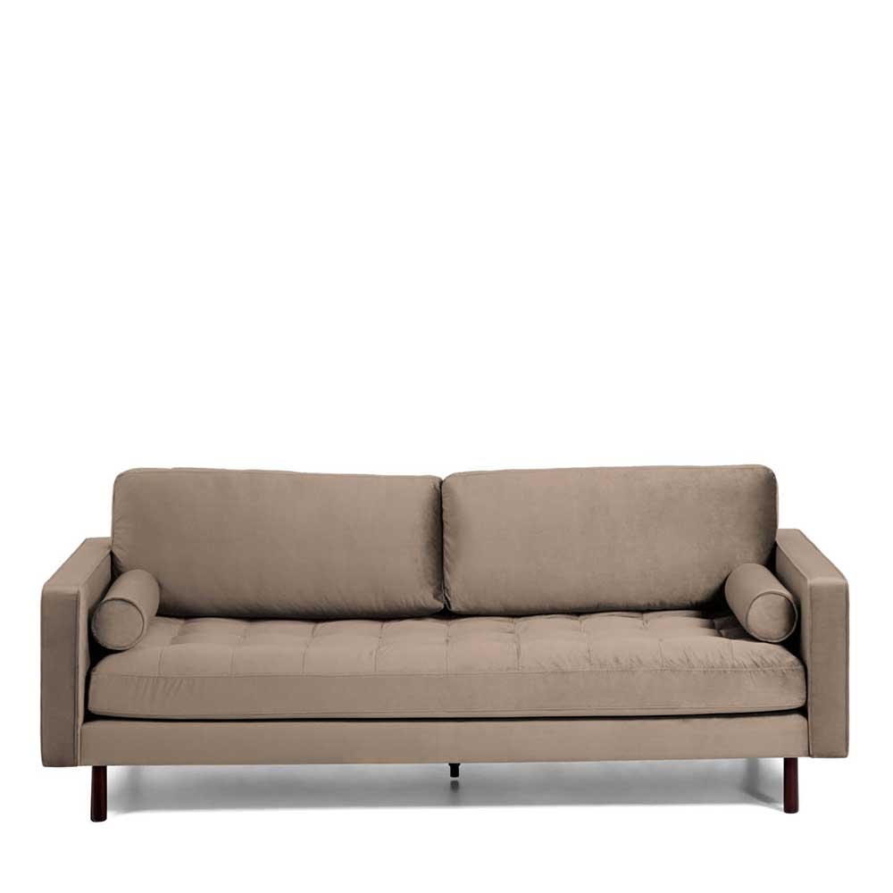 4Home Dreisitzer Sofa in Taupe Samt und Metall