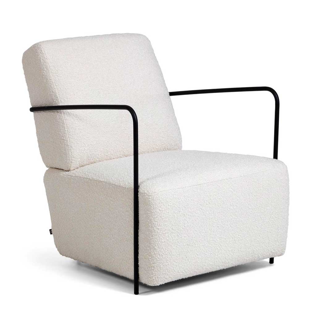 4Home Design Sessel aus Strukturstoff Armlehnen aus Metall