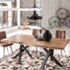 Möbel Exclusive Design Esstisch aus Akazie Massivholz und Stahl Baumkante