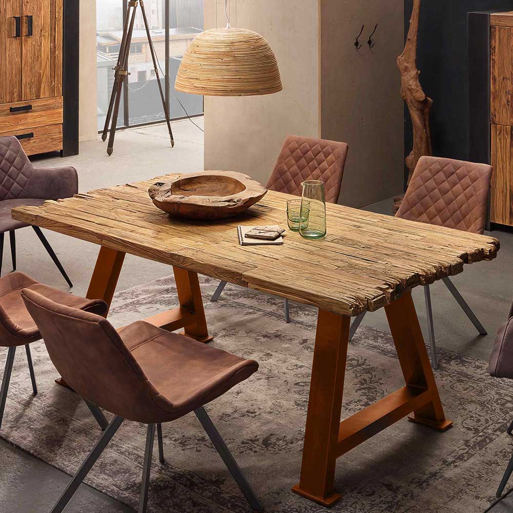 Möbel Exclusive Industrial Tisch aus Teak Massivholz Recyclingholz