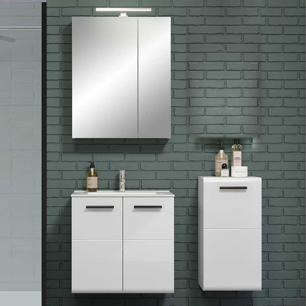 TopDesign Badmöbel modern weiss mit Hochglanz Front Wandmontage (dreiteilig)