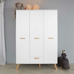 TopDesign Kleiderschrank Kinderzimmer im Skandi Design 130 cm breit