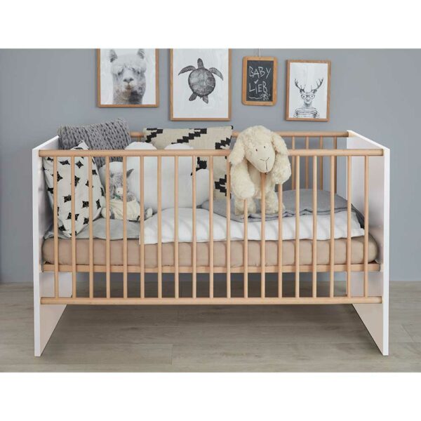 TopDesign Babybett optionale Umbauseiten im Skandi Design 70x140 Liegefläche