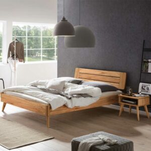 TopDesign Wildbuche natur geölt Bett in modernem Design 140x200 cm