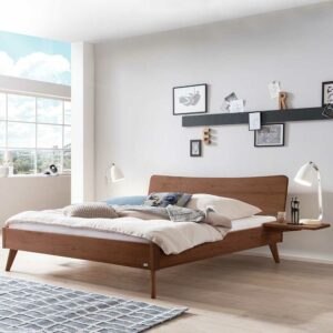 TopDesign Nussbaum massiv Bett geölt 140x200 cm modernem Design