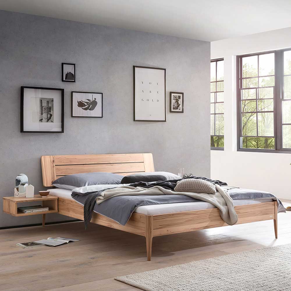 TopDesign Wildbuche Doppelbett massiv Oberfläche geölt modernem Design