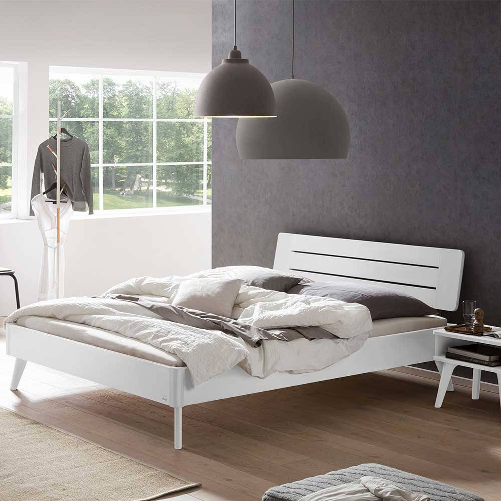 TopDesign Buche weiß lackiert Betten aus Massivholz modernem Design