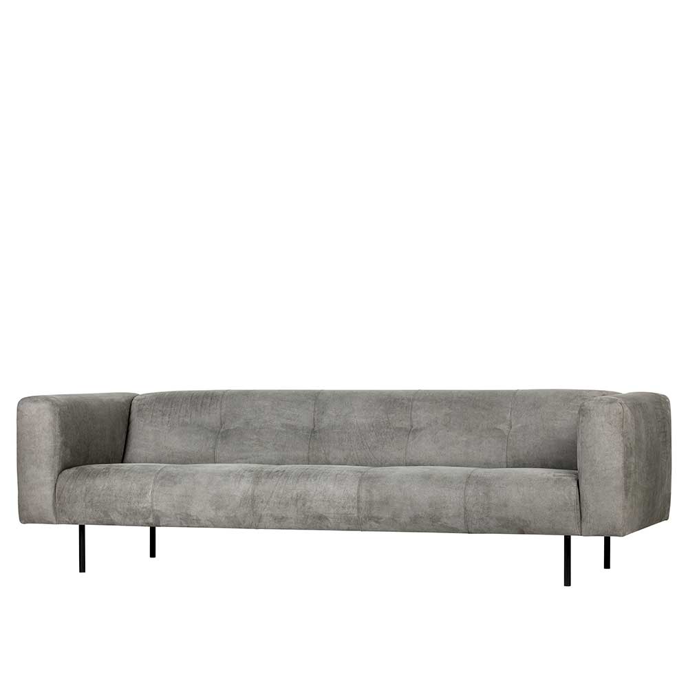 Basilicana Dreisitzer Sofa in Hellgrau Microfaser Armlehnen