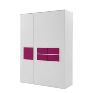 Spirinha Jugendzimmerschrank in Weiß Pink 3 türig